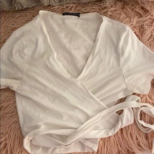 Brandy Melville Tie White Crop Top